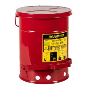 J-09108 (สีแดง) - ถังขยะของเสียปนเปื้อนน้ำมัน SOUNDGARD ความจุ 20 ลิตร ฝาเปิดด้วยเท้า 302MM OD x 403MM H x 5KG