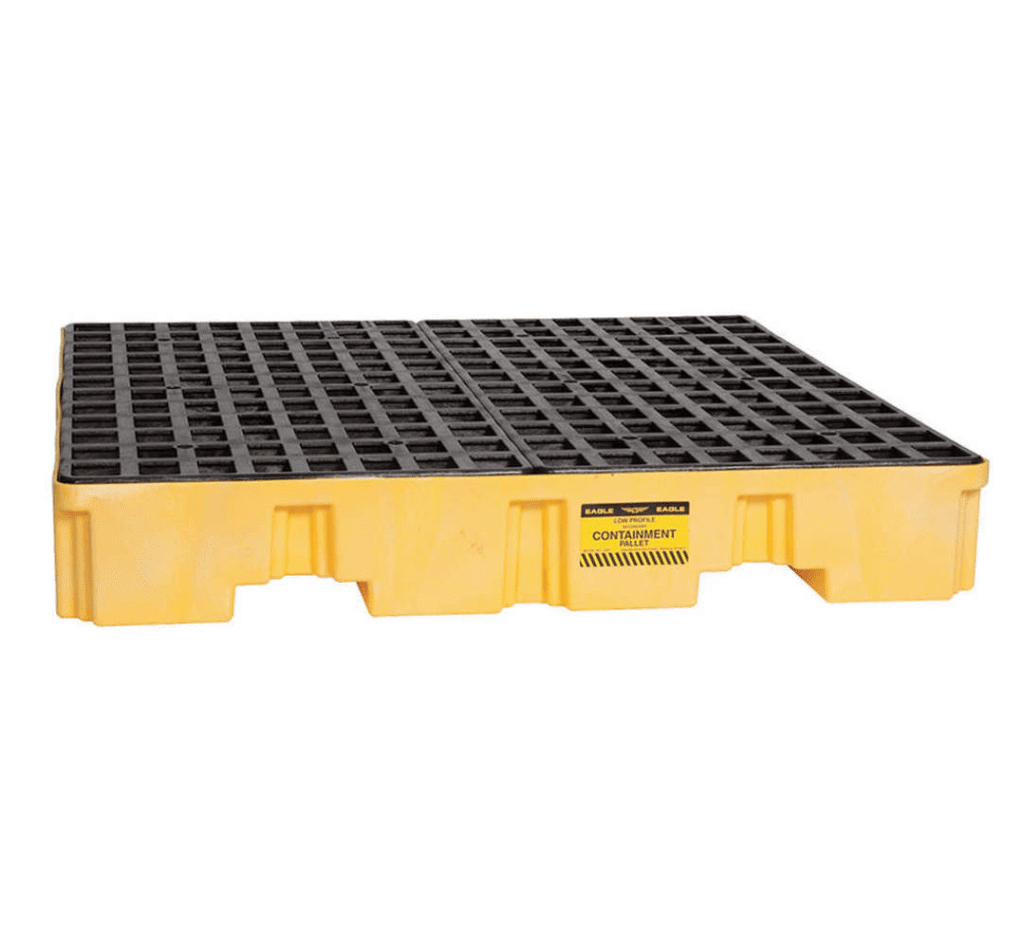 EAGLE 1645ND - แท่นกักเก็บสารรั่วไหลทรงเตี้ยสำหรับ 4 ถัง สีเหลือง **(เหลือสต๊อก 1 ชิ้น)** SGD $512.30/EA รวม GST